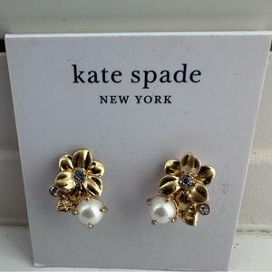 Kate Spade Gold Pearl CZ Flower Earrings